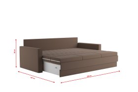 Pohovka Timea, v potahu Matrix 5, rozložená, rozměry při rozložení