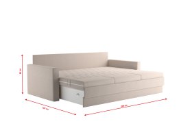 Pohovka Timea, v potahu Matrix 2, rozložená, rozměry při rozložení