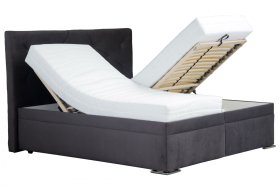 Dvoulůžko Chicago v rozměru 180x200 cm, v potahu Amore 104, ukázka polohování roštu s matrací 