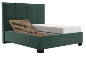 Dvoulůžko Sabrina v rozměru 180x200 cm, v potahu Tiffany 10 DK Green, polohování hlavy