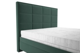 Dvoulůžko Sabrina v rozměru 180x200 cm, v potahu Tiffany 10 DK Green, detail čela
