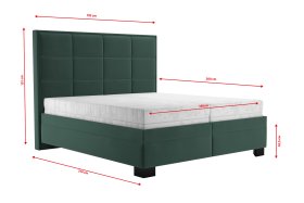 Dvoulůžko Sabrina v rozměru 180x200 cm, v potahu Tiffany 10 DK Green, rozměry