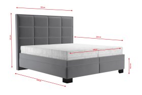 Dvoulůžko Sabrina v rozměru 180x200 cm, v potahu Tiffany 18 Anthra, rozměry