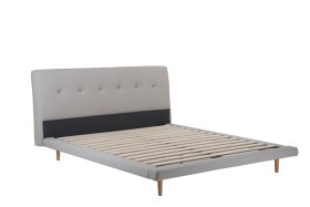 Dvoulůžko Darja v rozměru 180x200 cm, v šedé eco kůži, bez matrace