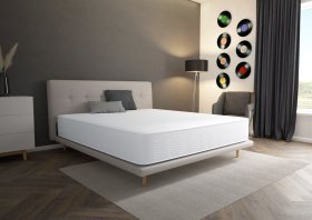 Dvoulůžko Darja v rozměru 180x200 cm, v šedé eco kůži, interiér