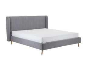 Dvoulůžko Rena v rozměru 180x200 cm, v šedém potahu, s matrací