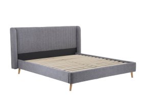 Dvoulůžko Rena v rozměru 180x200 cm, v šedém potahu, bez matrace 