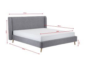 Dvoulůžko Rena v rozměru 180x200 cm, v šedém potahu, rozměry