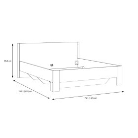 Postel Koya 160x200 cm, bílá, bělený dub, rozměry