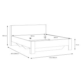 Postel Koya 160x200 cm, bílá, bělený dub, rozměry