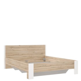 Postel Koya 160x200 cm, bílá, bělený dub, bez matrace
