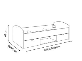 Postel Luvo 90x200 cm, dub sonoma a bílá, rozměry
