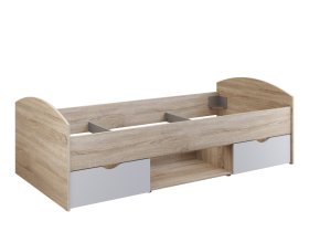 Postel Luvo 90x200 cm, dub sonoma a bílá, bez matrace