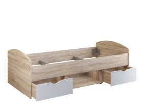 Postel Luvo 90x200 cm, dub sonoma a bílá, bez matrace