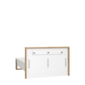 Postel Fred 140x200 cm bílá a dub, bez matrace, zadní pohled