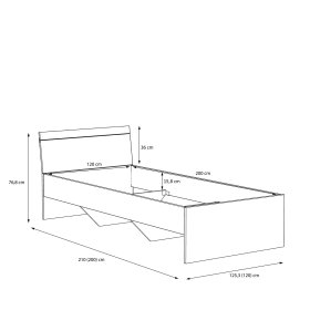 Postel Arko 120x200 cm, dub sonoma a bílá, rozměry
