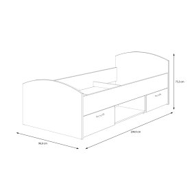 Postel Kul 90x200 cm, dub artisan a bílá, rozměry