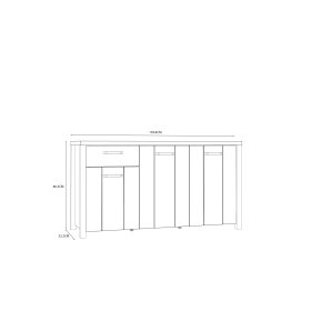 Komoda Blore 160 cm, černá, hnědá, rozměry