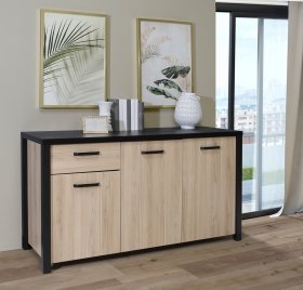 Komoda Blore 160 cm, černá, hnědá, interiér