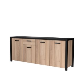 Komoda Blore 210 cm, černá, hnědá