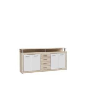 Komoda Kasa 198x94x36 cm, dub sonoma, bílá