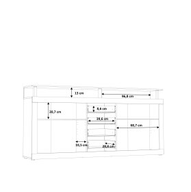Komoda Kasa 198x94x36 cm, dub sonoma, bílá, rozměry