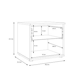 Noční stolek Koya, bílá, bělený dub, rozměry