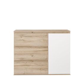 Komoda Koya, bílá, bělený dub