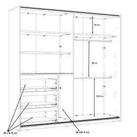 Skříň Koya, bílá, bělený dub, rozměry