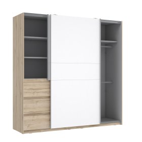 Skříň Koya, bílá, bělený dub, otevřená