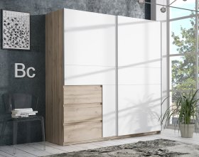 Skříň Koya, bílá, bělený dub, interiér