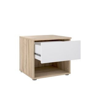 Noční stolek Koya, bílá, bělený dub, otevřený