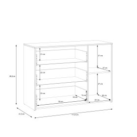 Komoda Kul bílá, dub artisan, rozměry