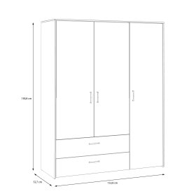 Skříň Kul bílá, dub artisan, rozměry