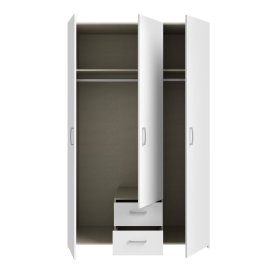 Skříň Ekon, se šuplíky, výška 190 cm, bílá, otevřená