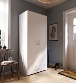 Skříň Ekon, se šuplíkem, výška 190 cm, bílá, interiér