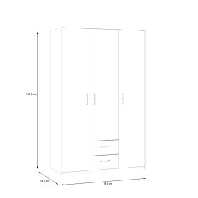 Skříň Ekon, se šuplíky, výška 190 cm, bílá, rozměry