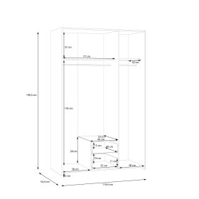Skříň Ekon, se šuplíky, výška 190 cm, bílá, dub sonoma, rozměry