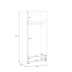 Skříň Ekon, se šuplíkem, výška 190 cm, bílá, dub sonoma, rozměry