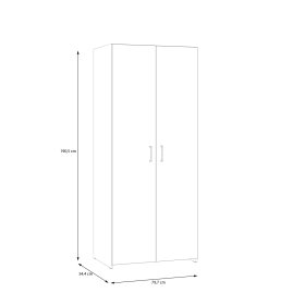 Skříň Ekon, výška 190 cm, bílá, rozměry