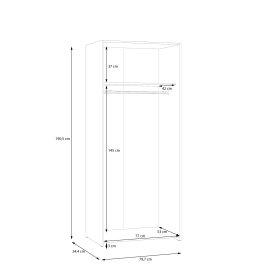 Skříň Ekon, výška 190 cm, bílá, rozměry