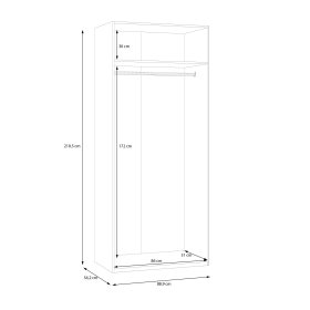 Skříň Ekon, výška 210 cm, bílá, rozměry