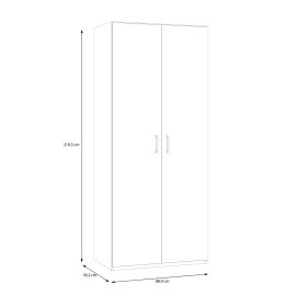 Skříň Ekon, výška 210 cm, bílá, rozměry