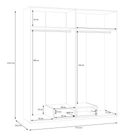 Skříň Ekon, se šuplíkem, výška 210 cm, velká, bílá, rozměry