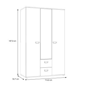 Skříň se zrcadlem a šuplíky Emar, bílá a šedá, rozměry