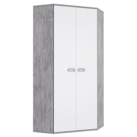 Rohová skříň Emar, bílá a šedá