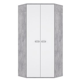 Rohová skříň Emar, bílá a šedá