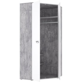 Rohová skříň Emar, bílá a šedá, otevřená