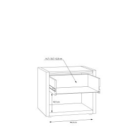 Noční stolek Fred, bílá a dub, rozměry