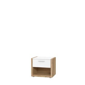 Noční stolek Fred, bílá a dub